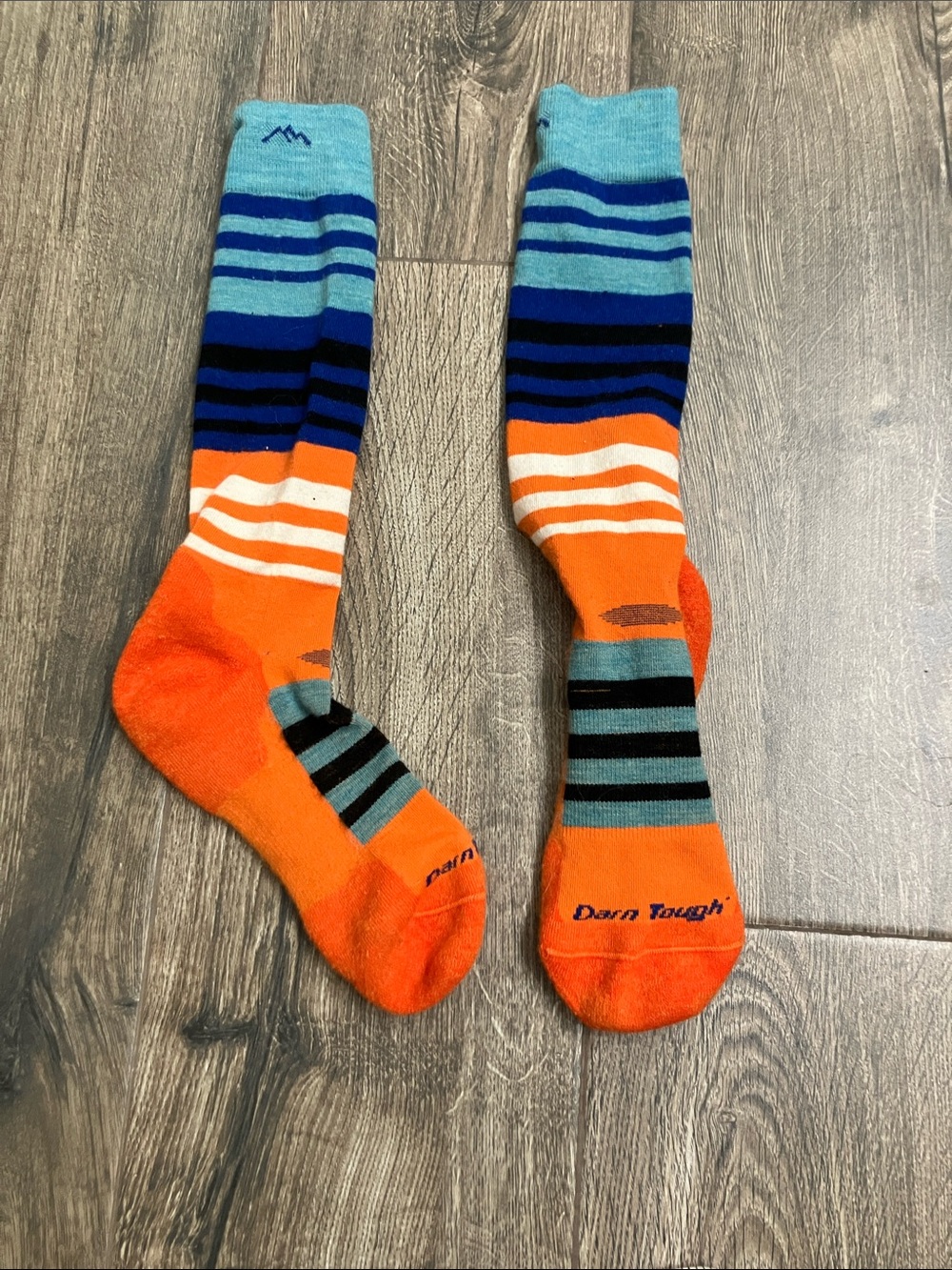 Darn Tough Men's Orange & Blue Striped Athletic Socks